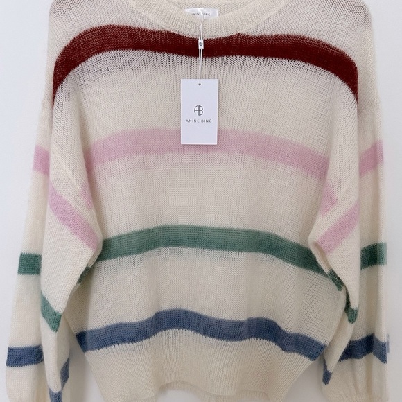 New ANINE BING Lydia Stripe Wool Sweater - Picture 6 of 14